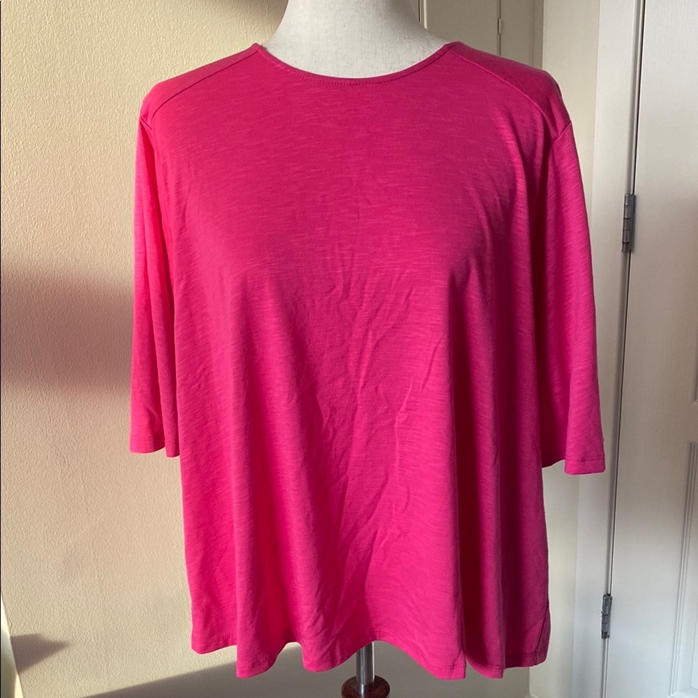 Nine West Pink Flutter Sleeve Tee